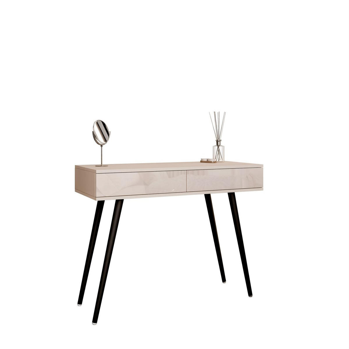 KONSOLE SIENNA KASCHMIR auf schrägen schwarzen Beinen PUSH OPEN - Kaschmir, Holzwerkstoff (100/81/42cm) - Lookway