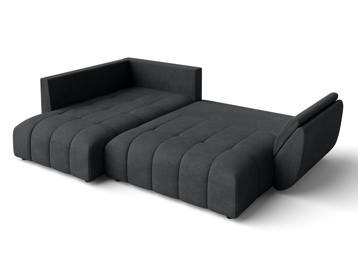 ECKSOFA L Form Corleone Dunkelgrau 266/182/91 cm mit Schlaffunktion - Dunkelgrau/Schwarz, Kunststoff/Textil (266/182cm) - AX Living