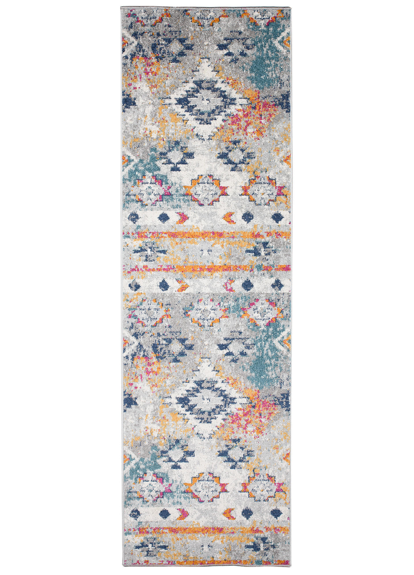 TEPPICHLÄUFER LAZUR Weiß Dunkelblau 70/100 cm - Dunkelblau, Textil (70/100cm) - Tapiso