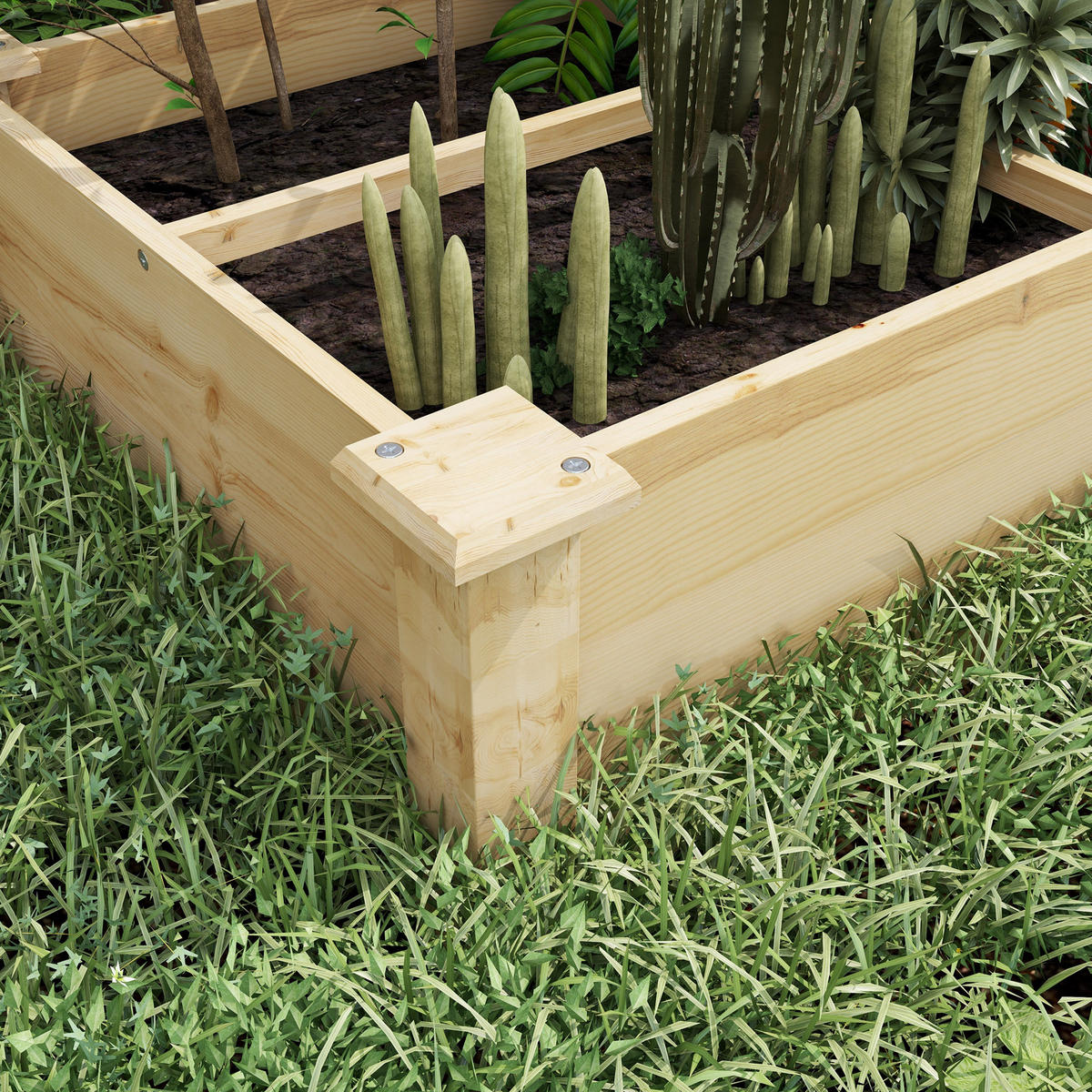 ERHÖHTES Pflanzenbeet, Naturfarben - Naturfarben, Holz (60/25/237cm) - Outsunny