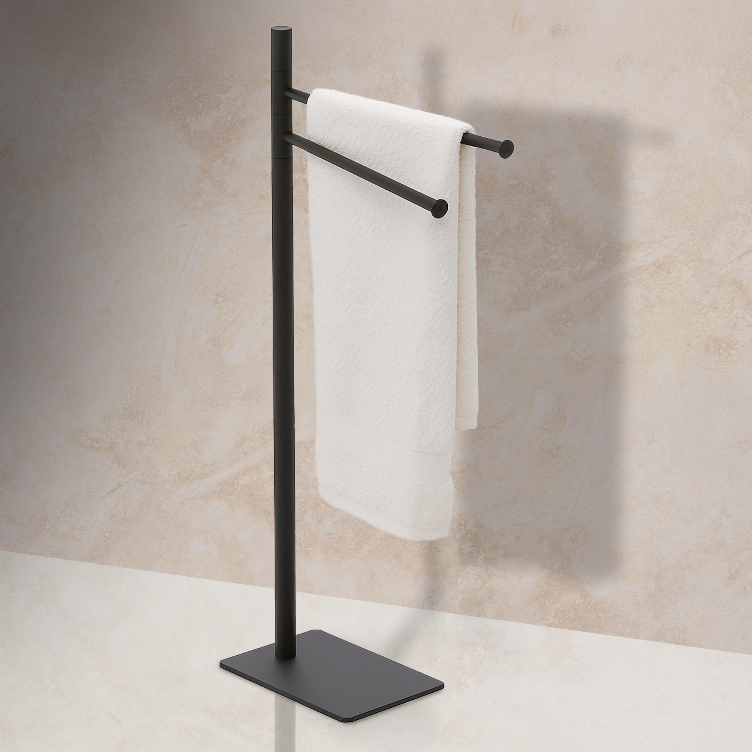 HANDTUCHSTÄNDER - Schwarz, Metall (33.5/78/14cm) - Relaxdays