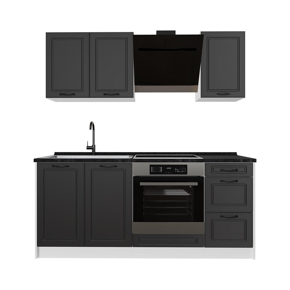 Vicco Singleküche Anthrazit, Weiß 180x206.8x60 cm