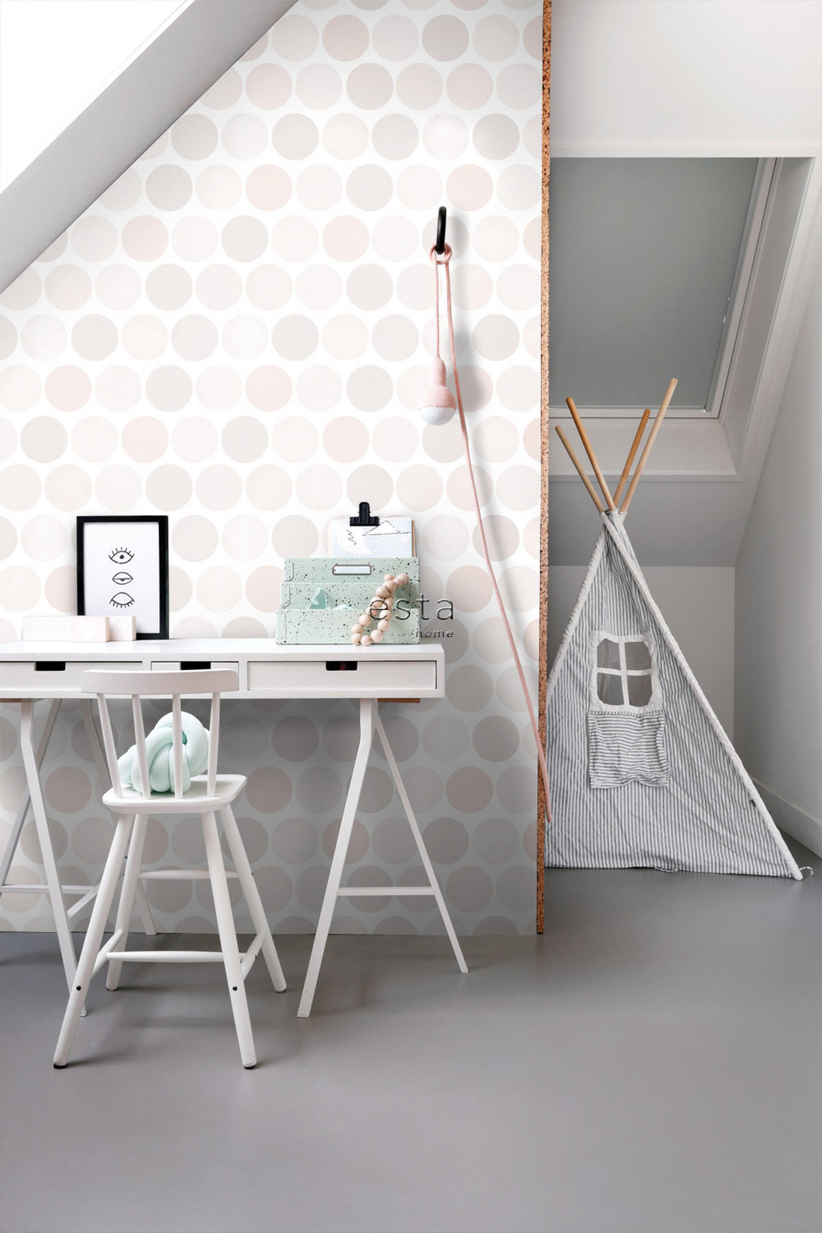TAPETE große Punkte 53 cm x 10.05 m - Beige, Papier (53/1000cm) - ESTAhome