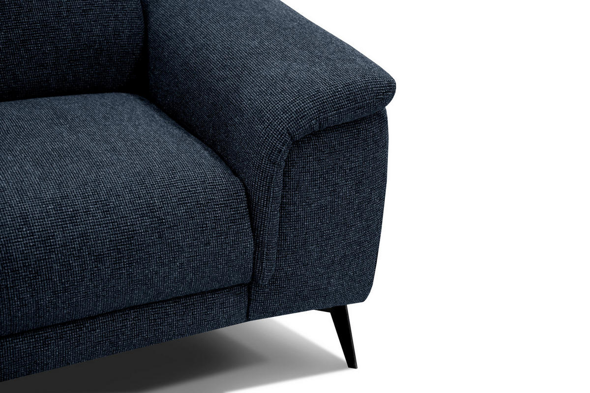 RELAXSOFA FIERO 3-Sitzer mit 2 Relaxfunktionen, dunkelblau - Schwarz/Dunkelblau, Holzwerkstoff/Textil (212/82/103cm) - Courtois Laville