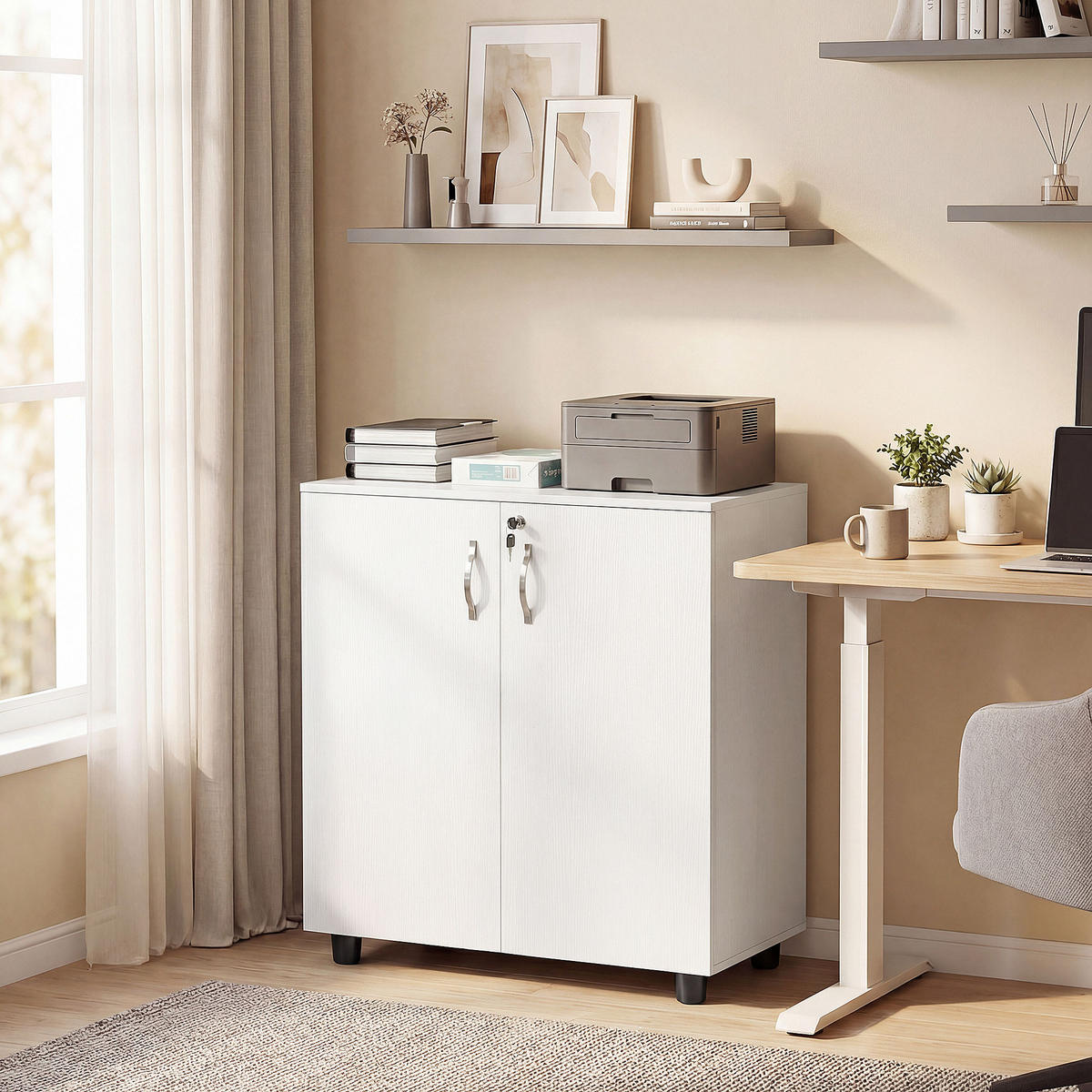 AKTENSCHRANK DE-14519 2 Türen abschließbar Weiß - Weiß, Holzwerkstoff (40/80/80cm) - ComfortXL