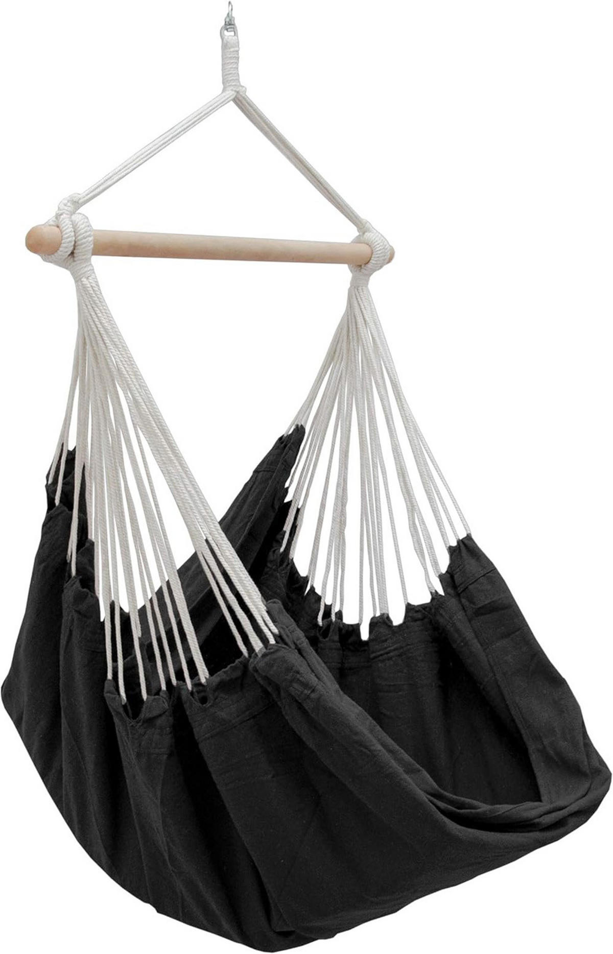XXL-HÄNGESESSEL 185/130 cm Belastbar bis 150 kg Schwarz - Schwarz, Textil (130/155/185cm) - Amanka