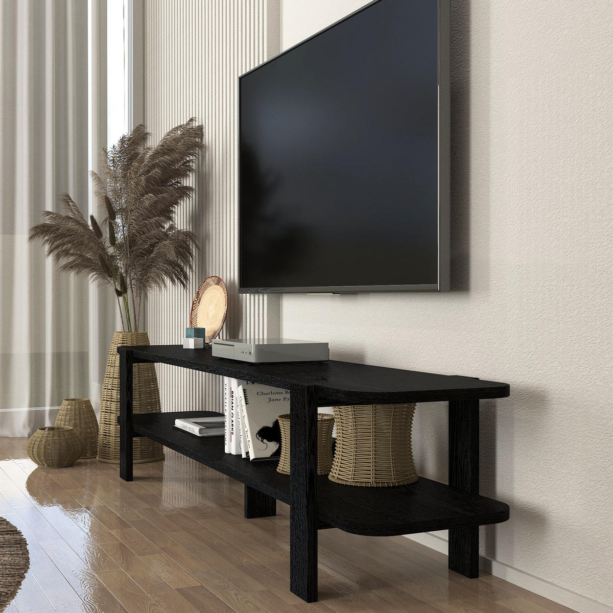 TV LOWBOARD Glam Schwarz - Schwarz, Holzwerkstoff (150/35/33cm) - moebel17