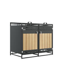 MÜLLTONNENBOX Holzoptik hydraulisch abschließbar Belüftung - Schwarz, Metall (79/116/131cm) - FLIEKS