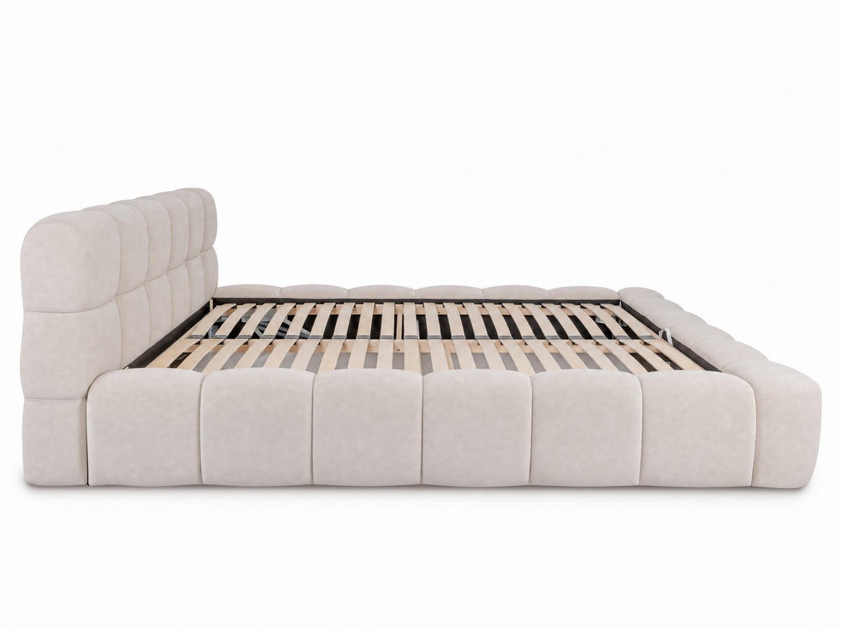 POLSTERBETT Miley Beige 140/200 cm Samt mit Bettkasten - Beige, Holz/Textil (140/200cm) - wonello