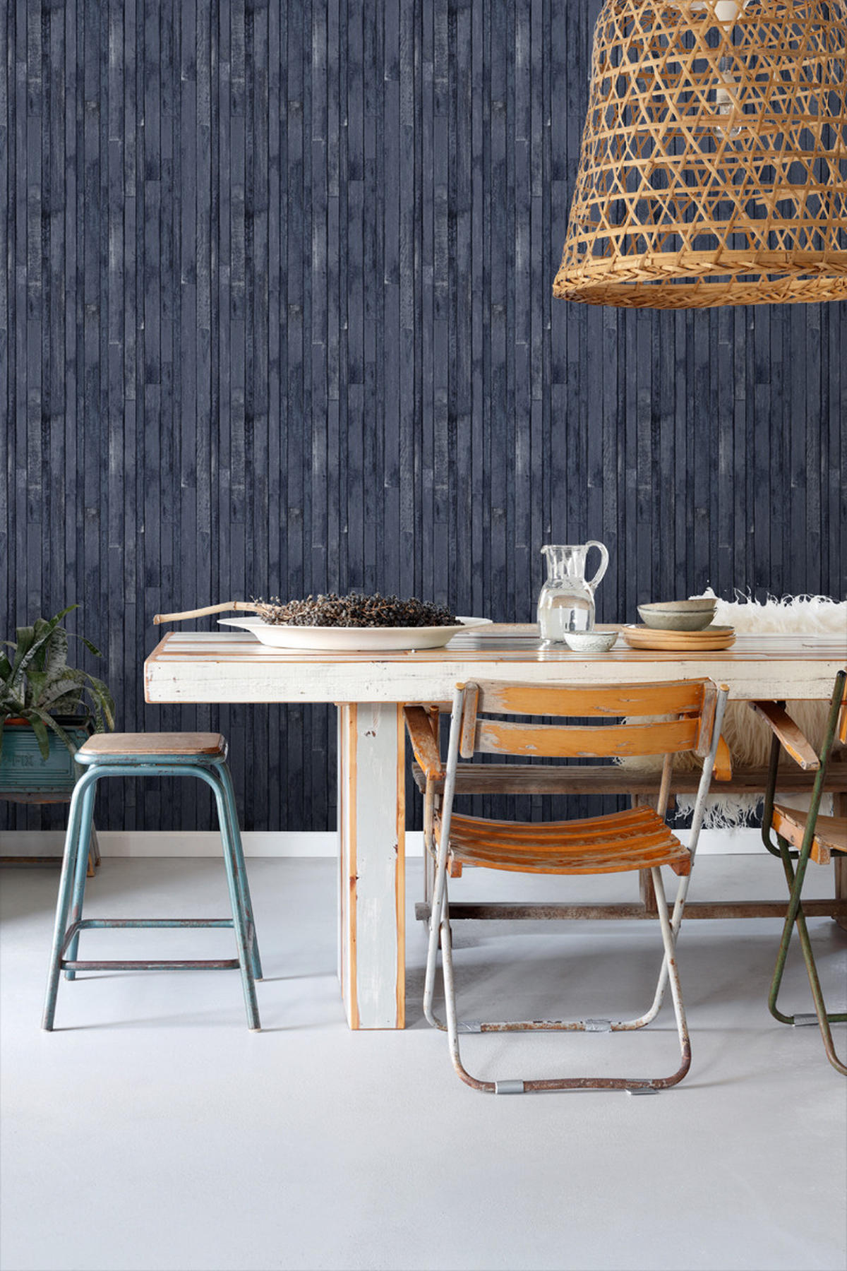 TAPETE Holz-Optik 53 cm x 10.05 m - Blau, Papier (53/1000cm) - ESTAhome