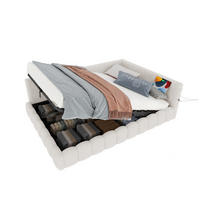 POLSTERBETT 140/200 cm Weiß mit Stauraum, LED-Beleuchtung und USB - Weiß, Textil (140/200cm) - Flora Grace