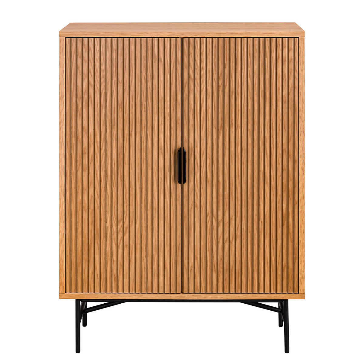 KOMMODE mit 2 Türen - Echtholzfurnier - Eichefarben, Holzwerkstoff (80/110/40cm) - home24