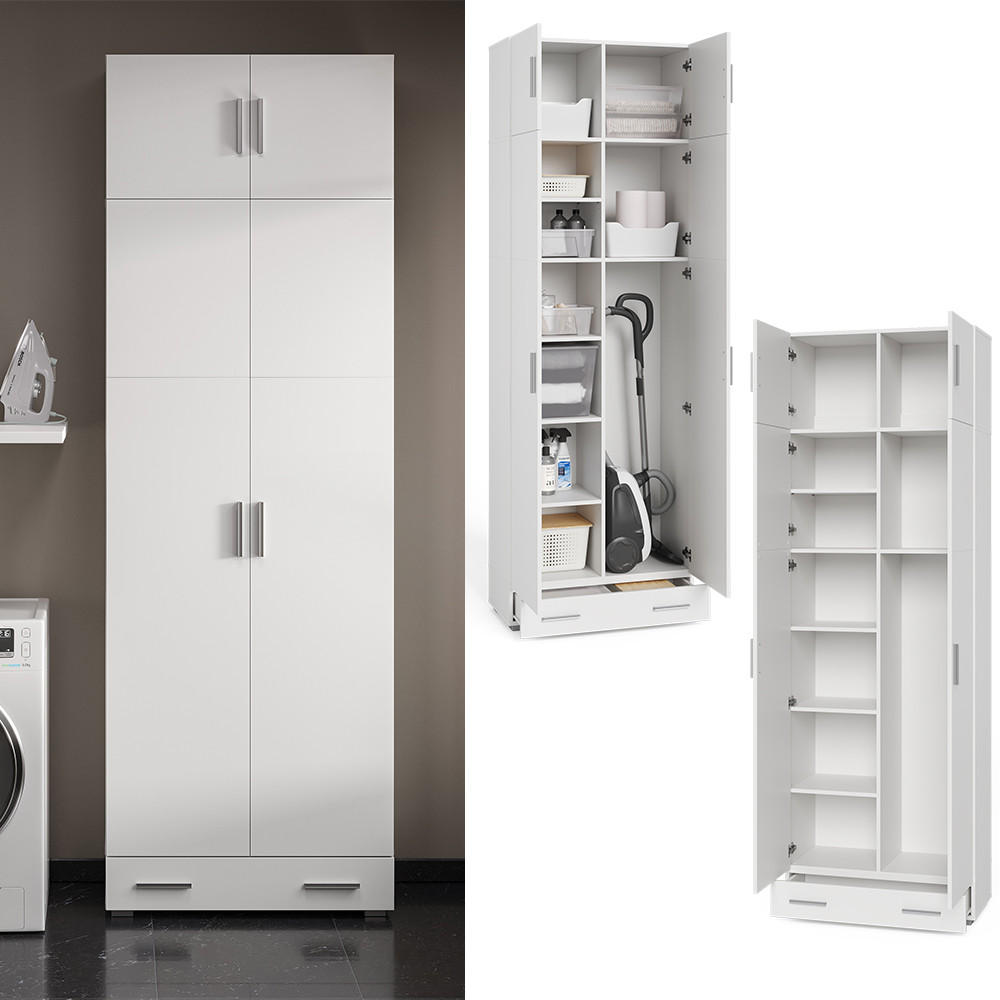 AKTENSCHRANK Ingo Weiß 80 x 182.4 cm mit Schrankaufsatz und Schublade - Weiß, Holzwerkstoff (80/182.4/37cm) - Vicco