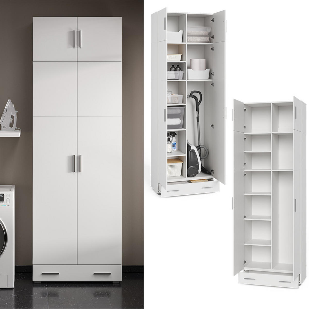 AKTENSCHRANK Ingo Weiß 80 x 182.4 cm mit Schrankaufsatz und Schublade - Weiß, Holzwerkstoff (80/182.4/37cm) - Vicco