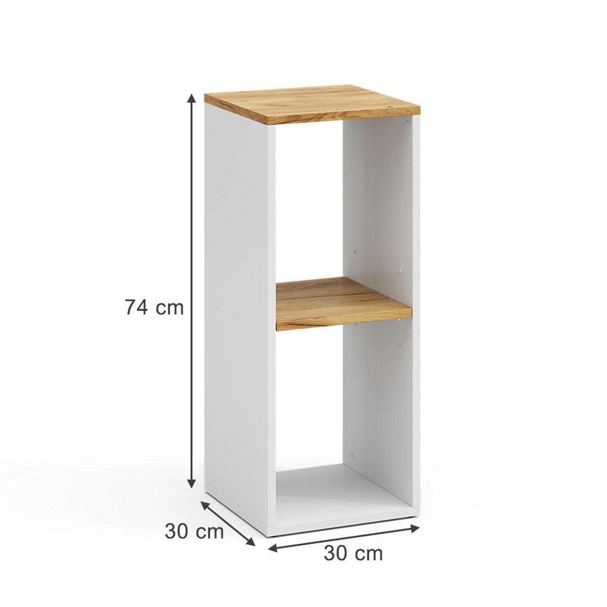 BÜCHERREGAL Tomy Weiß/Goldkraft Eiche 30 x 74 cm mit 2 offenen Fächern - Honigeiche/Weiß, Holzwerkstoff (30/74/30cm) - Vicco