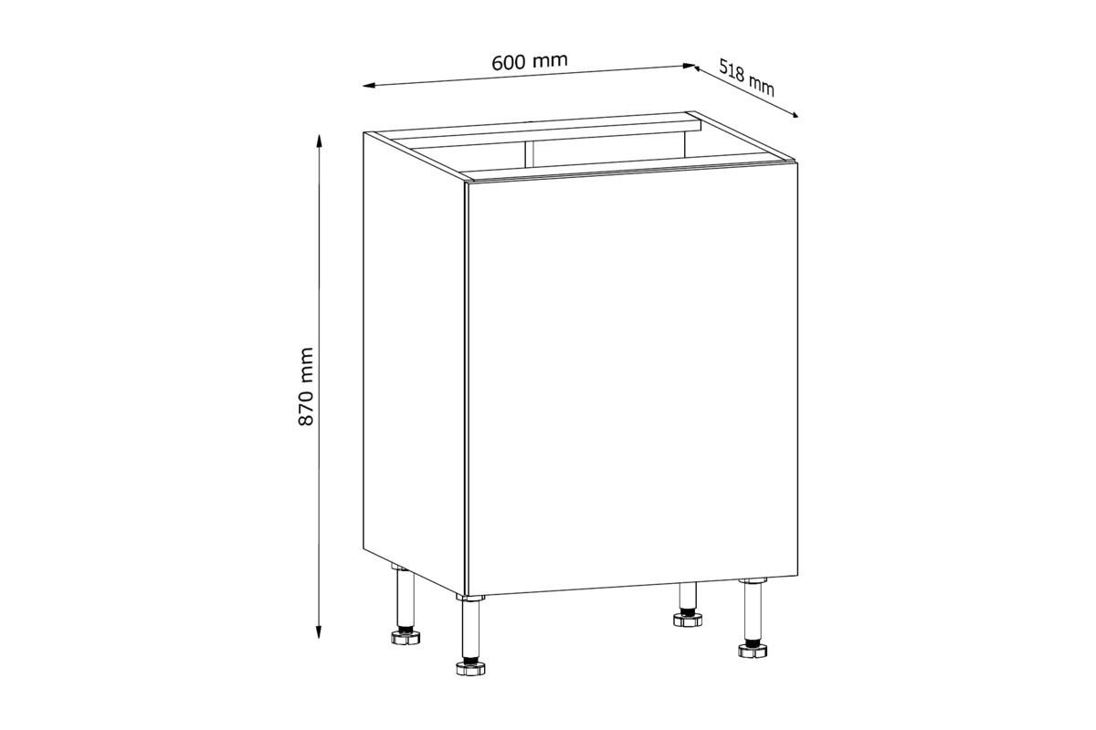 UNTERSCHRANK D60 P/L – Sorento Beige – Beige / Eiche - Eichefarben/Beige, Holzwerkstoff (60/87/52cm) - ROYAL24_MARKT
