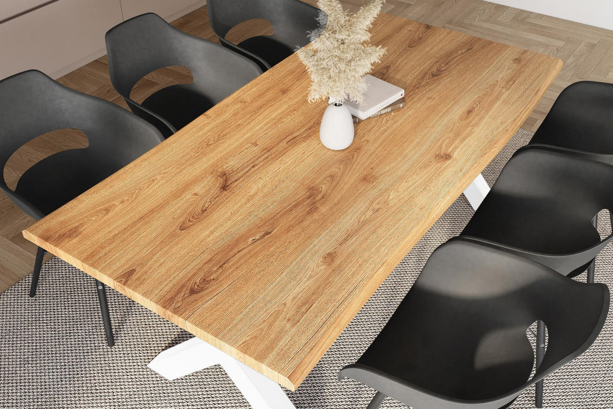 ESSTISCH JULIUS X - Wildeiche/Weiß, Holz (100/200/77cm) - SAM