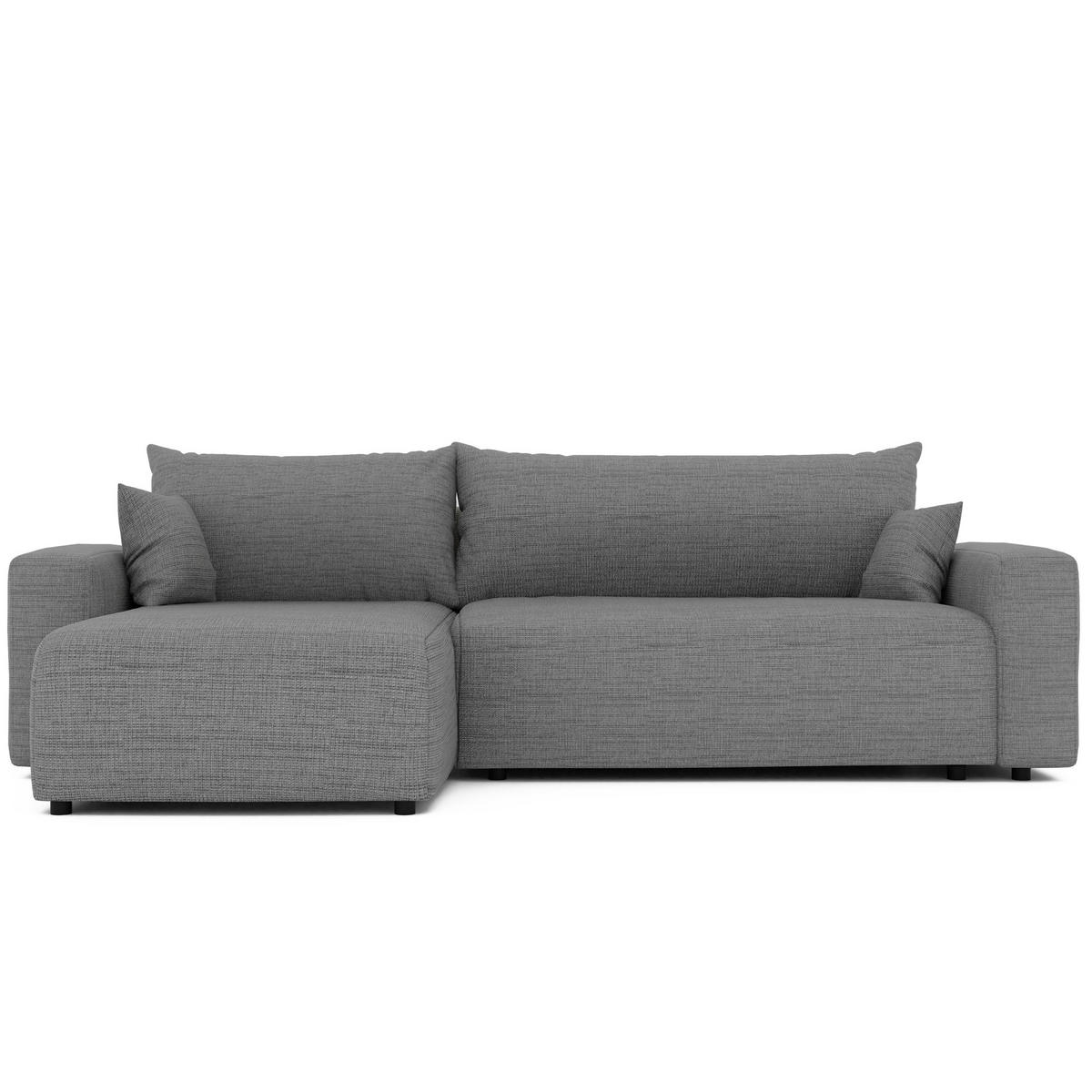 ECKSOFA mit Schlaffunktion und Bettkasten, Grau - Grau, Holzwerkstoff/Textil (145/278cm) - Idohome