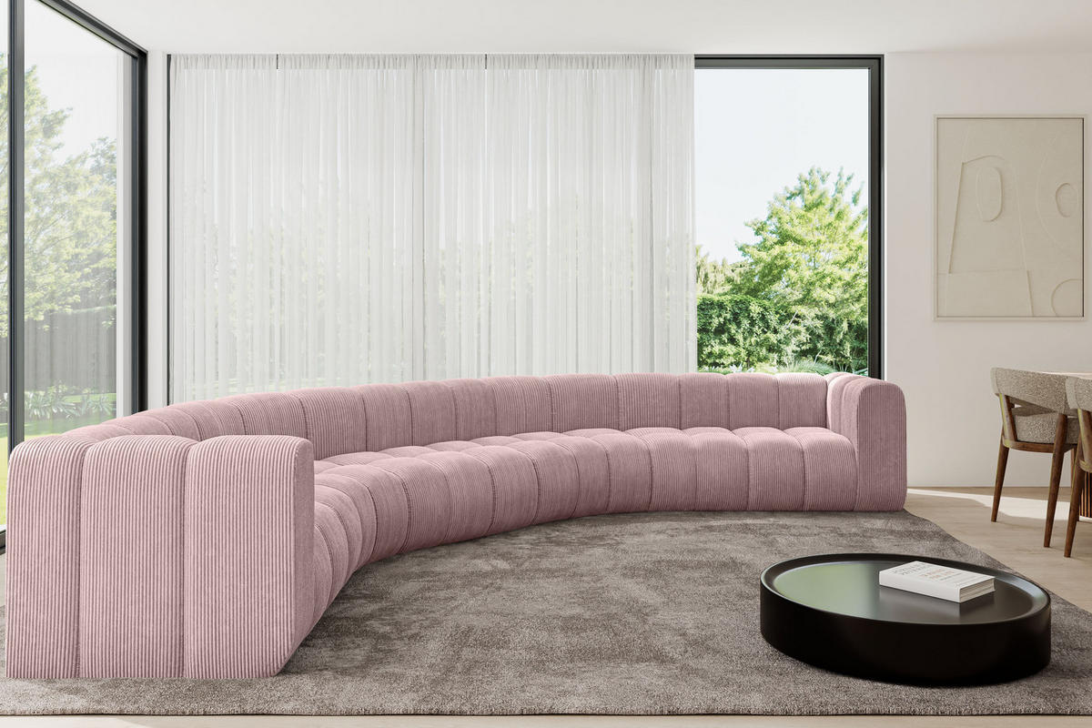 WOHNLANDSCHAFT modulares Sofa Lazro-U1 - 373x373x70 cm Rosa - Rosa, Holzwerkstoff/Textil (373/70/373cm) - ALTDECOR