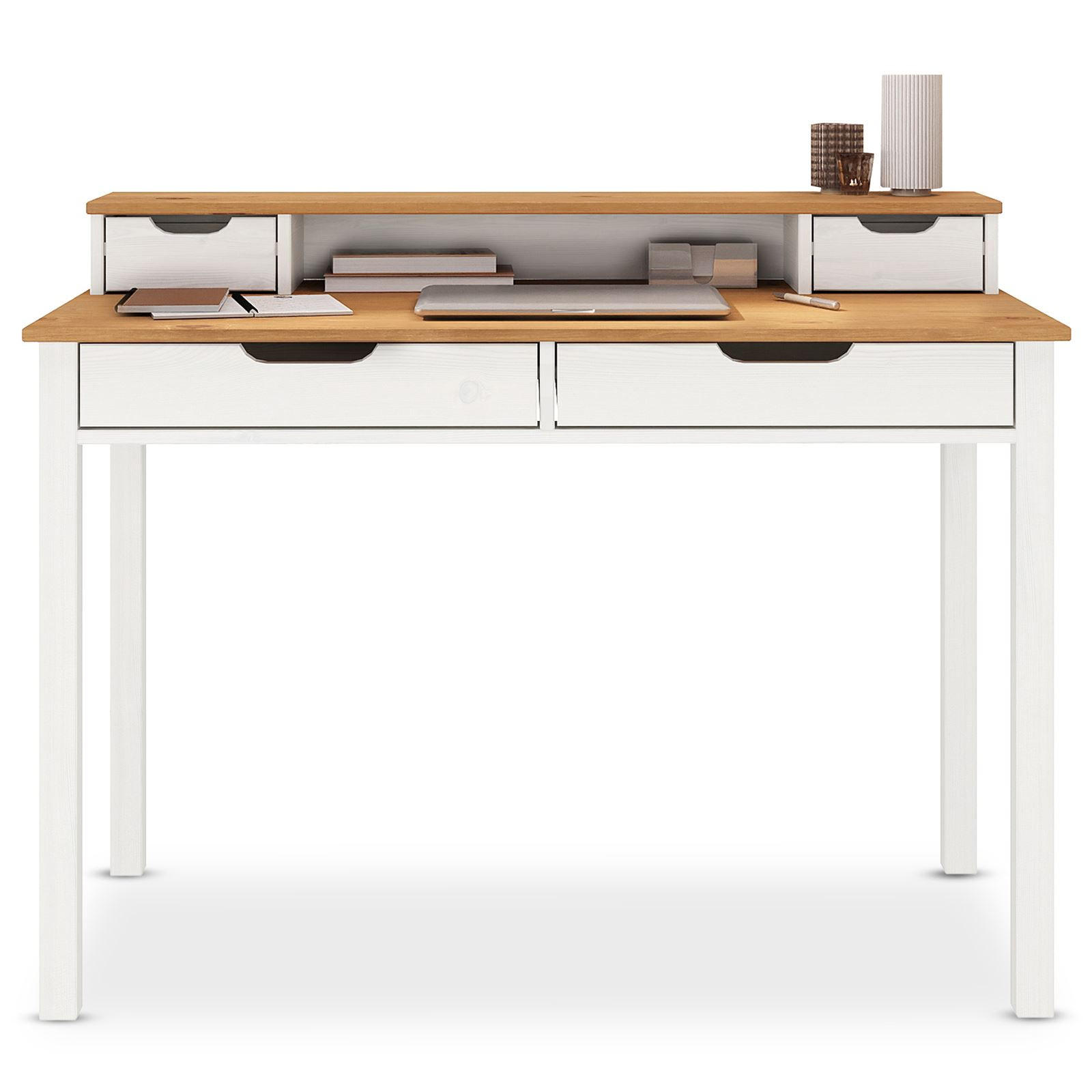 SCHREIBTISCH RAUL - Eichefarben/Weiß, Holz (54/114/87cm) - IDIMEX