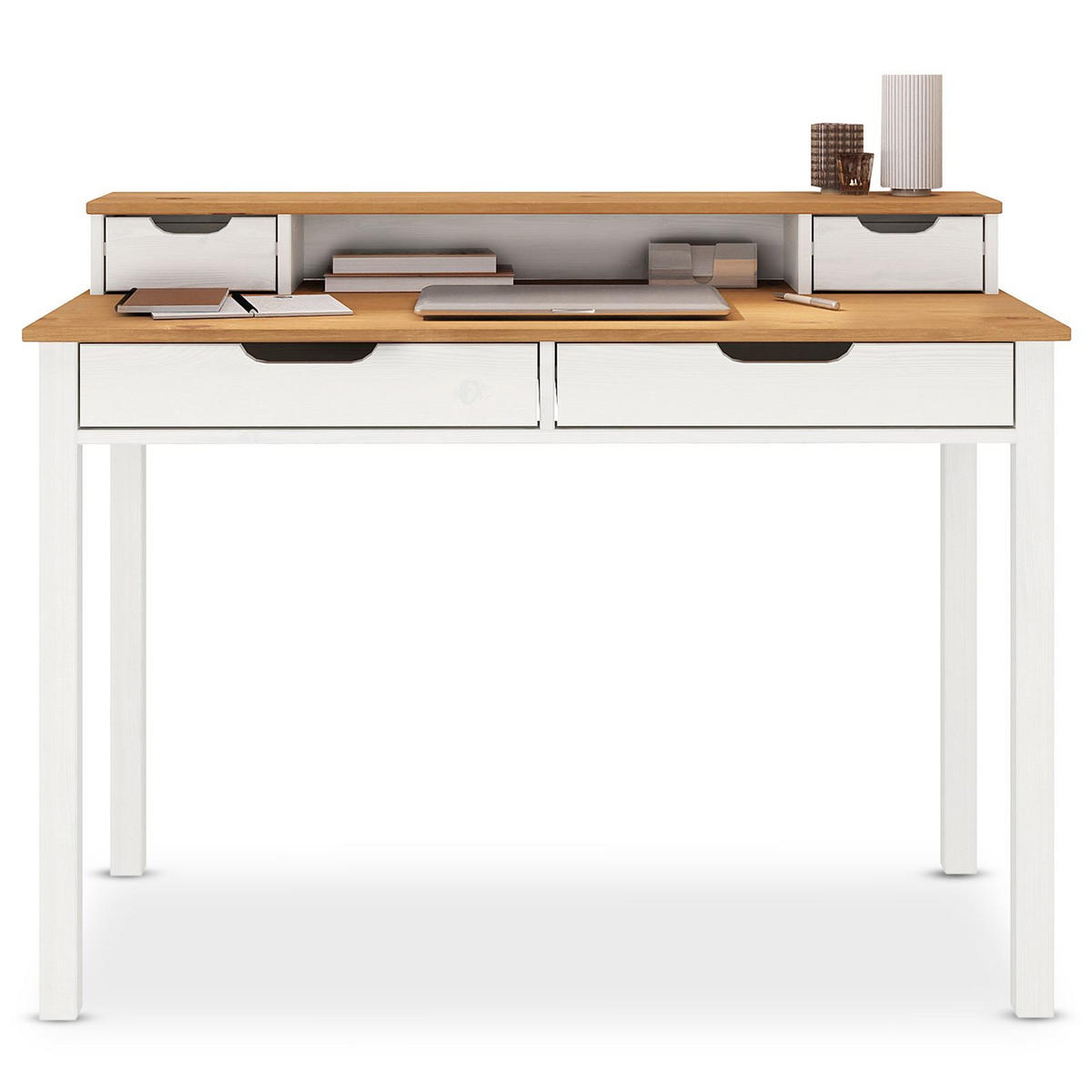 SCHREIBTISCH RAUL - Eichefarben/Weiß, Holz (54/114/87cm) - IDIMEX