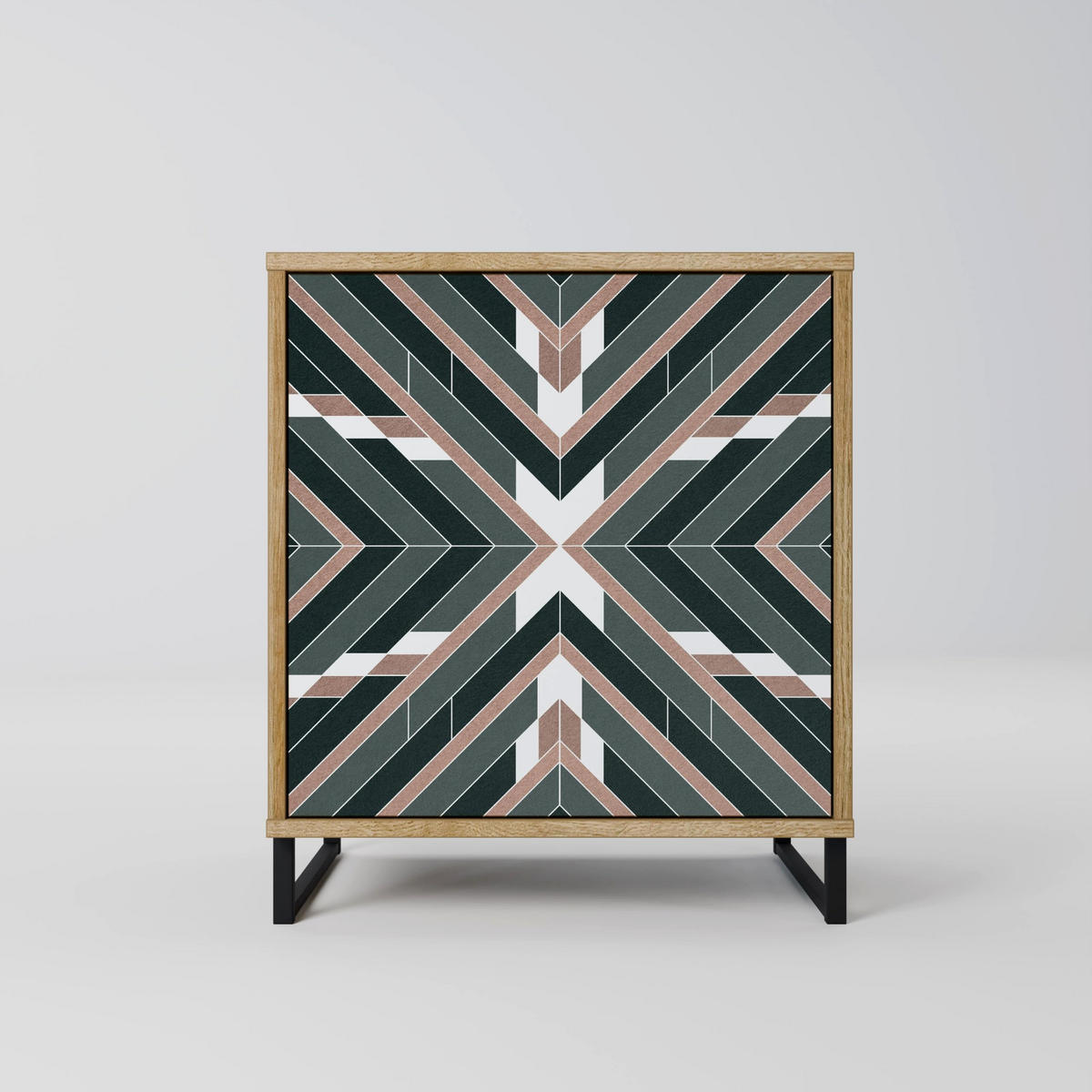 SIDEBOARD DIMENSION DELIGHTS, Eichefarben, 57,5x42x75,5 cm, Goldfarbene Metallfüße - Eichefarben/Goldfarben, Holzwerkstoff/Metall (57.5/75.5/42cm) - SpaceRebels