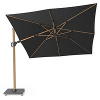 AMPELSCHIRM quadratisch 3 x 3 m Challenger T² Premium 360° kippbar schwarz/teak - Schwarz, Metall (300/300cm) - Platinum