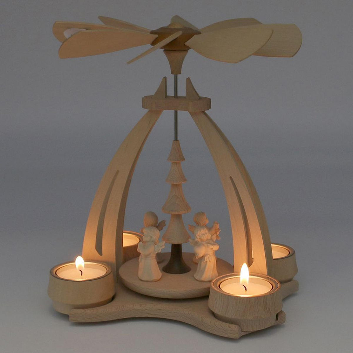 TISCH-PYRAMIDE 4 Engelfiguren a. Südtirol 14/18/24 cm - Multicolor, Holz (0.1/24/0.1cm) - Dekoteam24