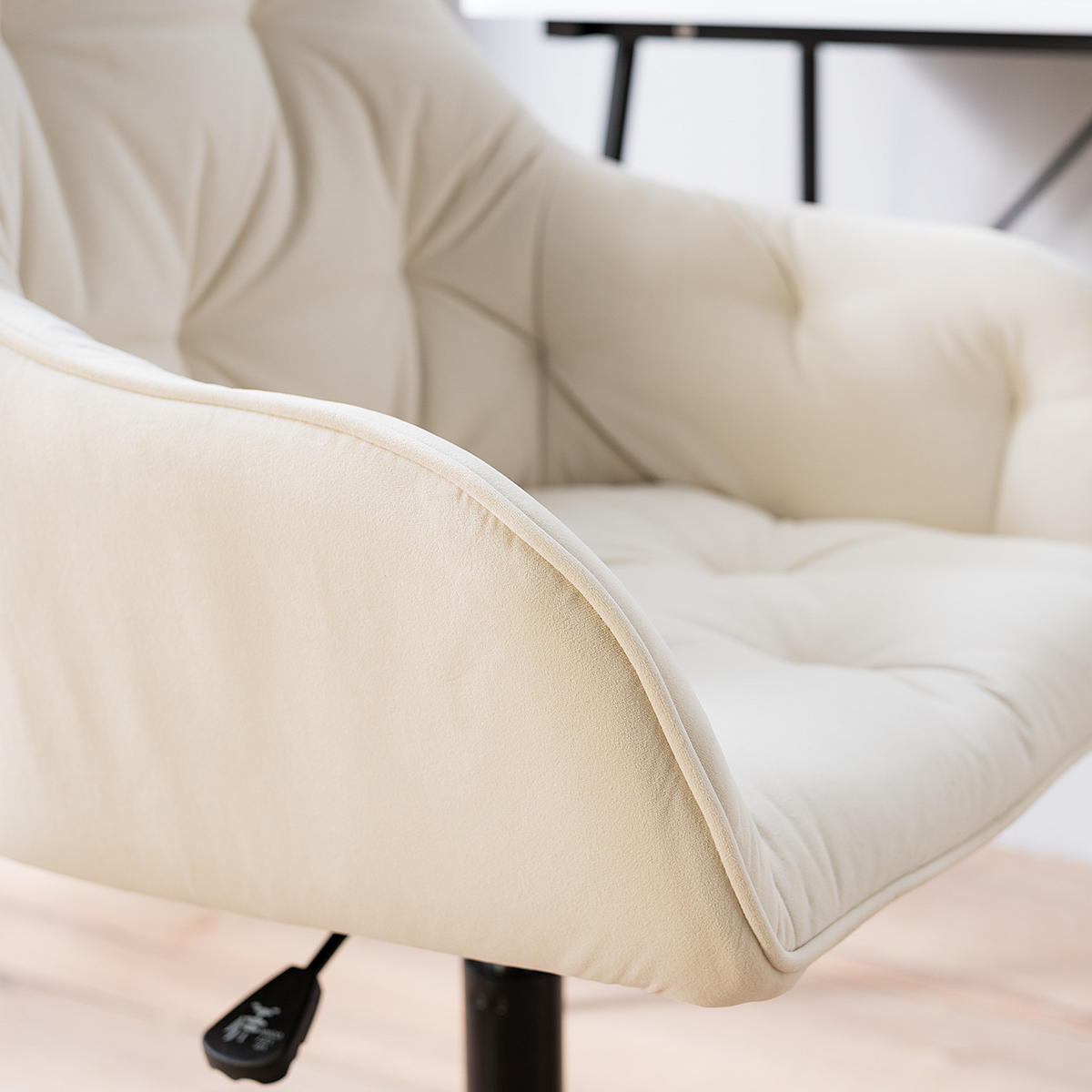 BÜROSTUHL - Samt - Beige/Schwarz, Kunststoff/Metall (56/80/56cm) - home24