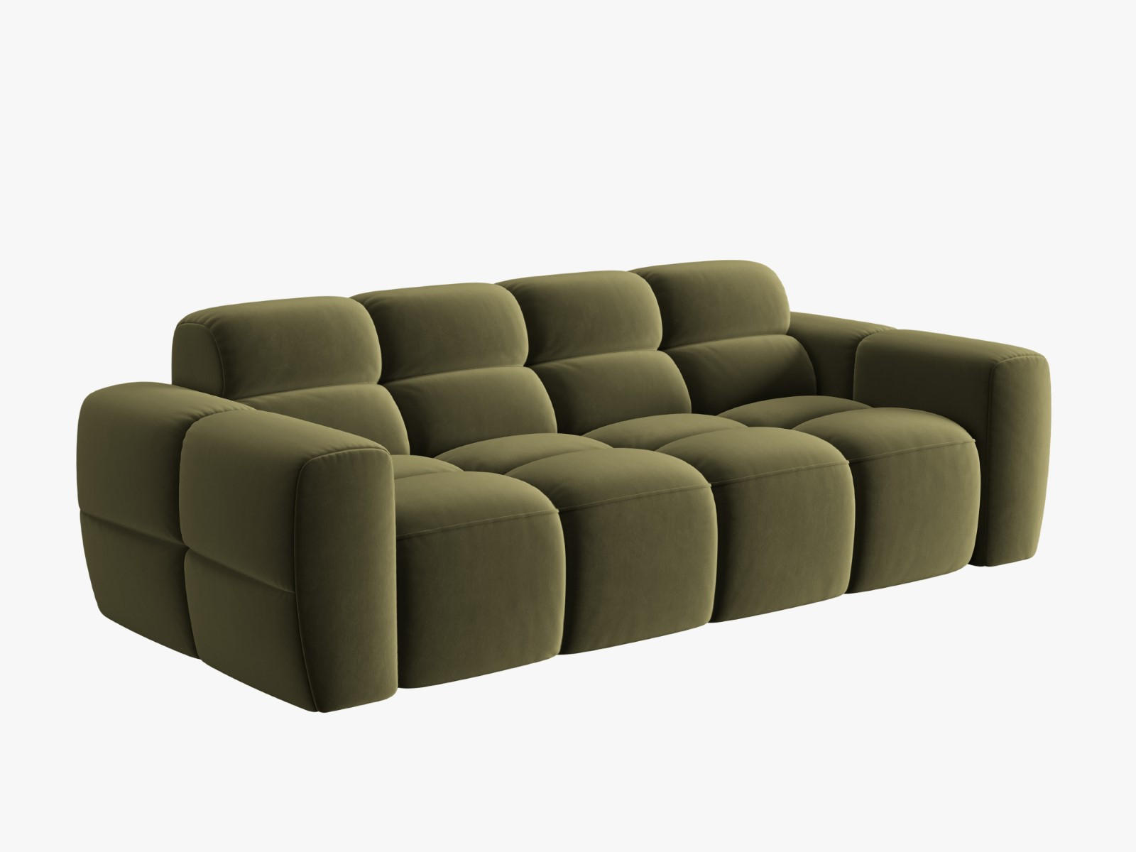 SOFA Lisa aus Samt hellgrün 3 Sitzplätze - Hellgrün, Textil (101/77/216cm) - Micadoni