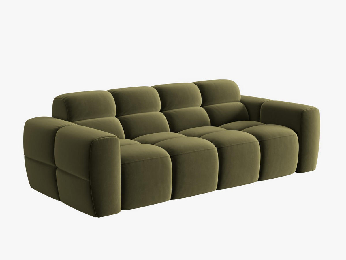 SOFA Lisa aus Samt hellgrün 3 Sitzplätze - Hellgrün, Textil (101/77/216cm) - Micadoni
