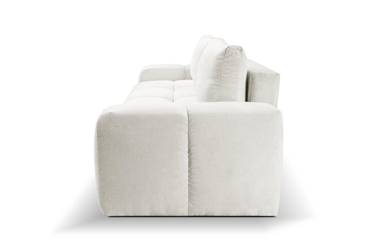 BETTSOFA DUCA Creme Chenille-Stoff mit Schlaffunktion - Creme, Holz (259/90/99cm) - MASSENO