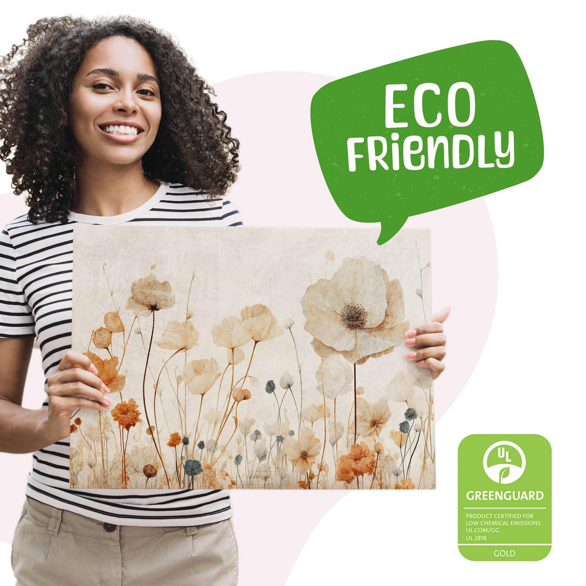 LEINWANDBILD Feldblumen Pflanzen Natur Retro 90/60 cm - Beige/Braun, Textil (90/60cm) - Muralo