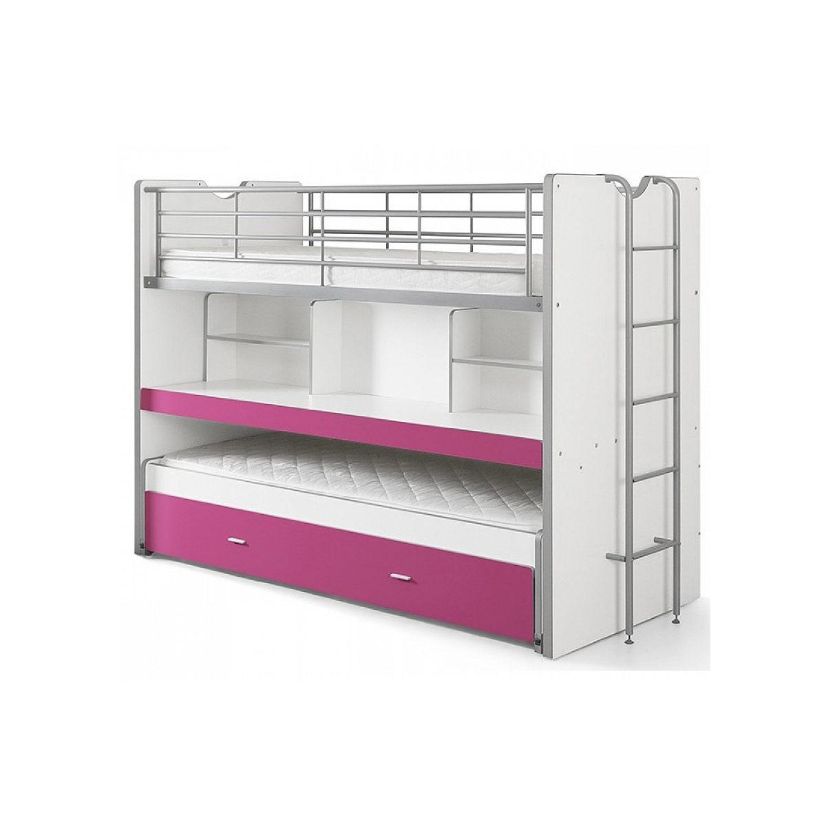 ETAGENBETT Compact80 2 Schlafplätze Fuchsia - Rosa, Holz - Vipack