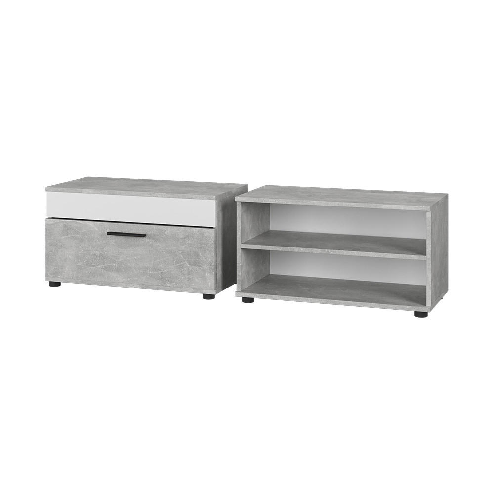 WOHNZIMMERSCHRÄNKE Berno Beton/Weiß 2 Teile - Weiß/Grau, Holzwerkstoff (70.8/38.9/35.3cm) - Vicco
