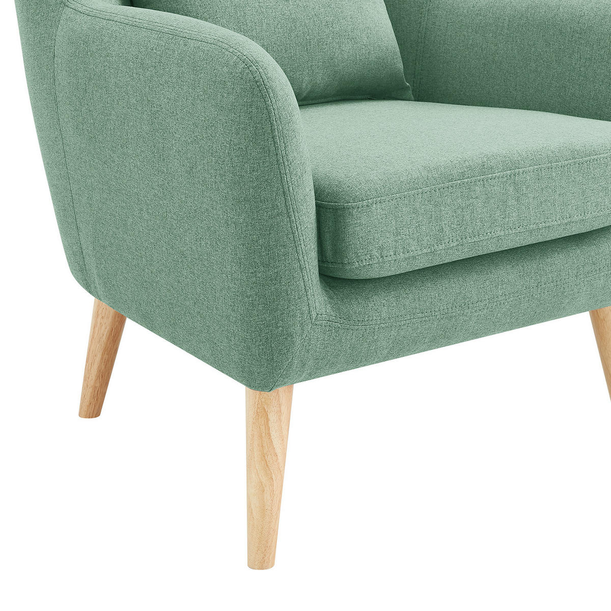 SESSEL mit Hocker - Mintgrün, Birkenholz/Textil (75/96/78cm) - home24