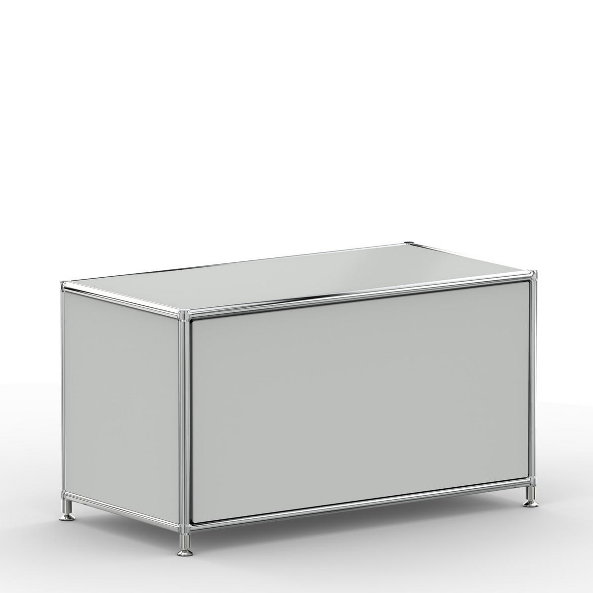 TV Board mit Klappe & Schloss, Breite 77 cm, Lichtgrau - Chromfarben/Silberfarben, Metall (40/43/77.2cm) - Versee