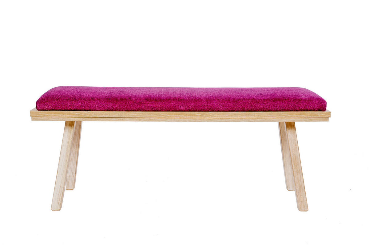 GARDEROBENBANK Die Zeitlose - Eichefarben/Bordeaux, Holz/Textil (45/50/125cm) - Kundler Home