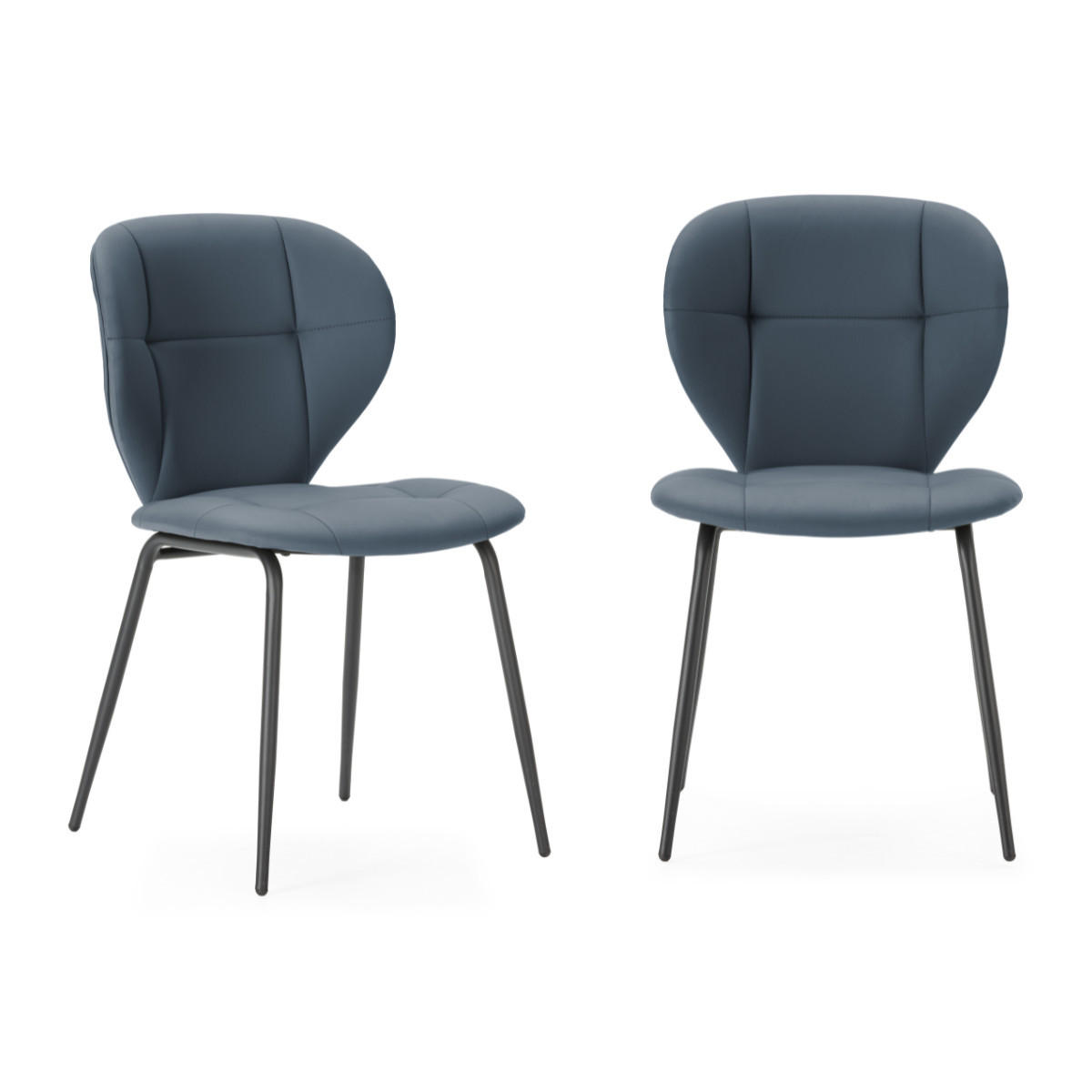 STÜHLEN (Set aus 2) mit schwarzen metallbeinen - maura 50/57,5/49 cm - Dunkelgrau, Kunststoff (57.5/49/50cm) - Calicosy
