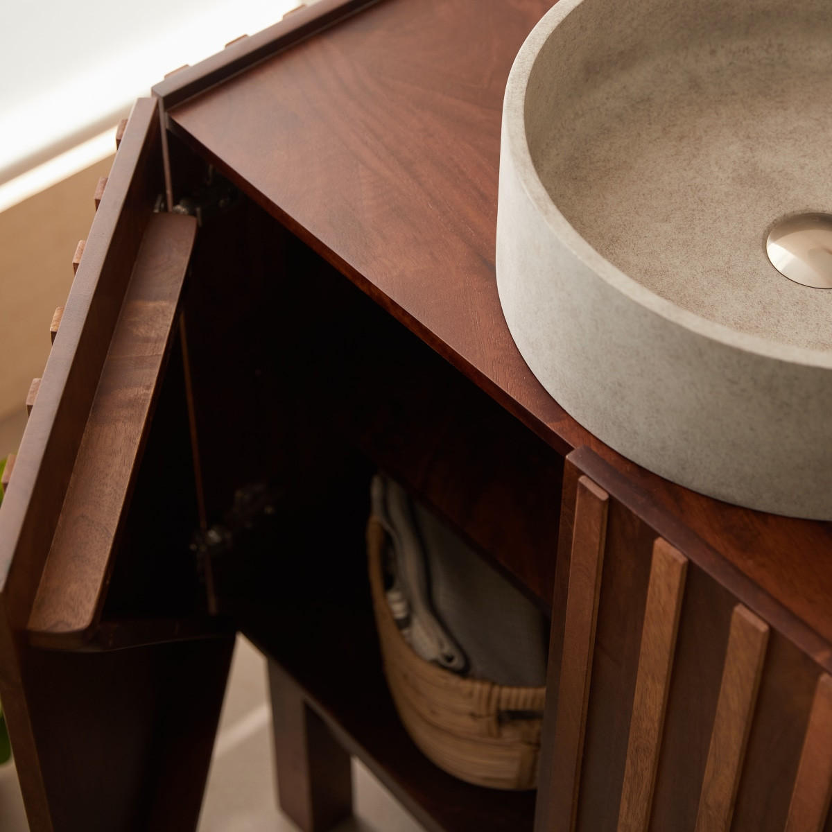 BADEZIMMERMÖBEL Milo Dunkelbraun aus Mango - Dunkelbraun, Holz (164/79/48cm) - Tikamoon