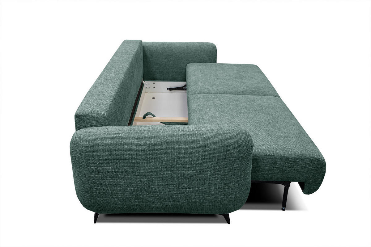 SOFA DRAKE 3-Sitzer mit Schlaffunktion, smaragdgrün - Smaragdgrün/Braun, Holz/Textil (232/90/107cm) - Courtois Laville
