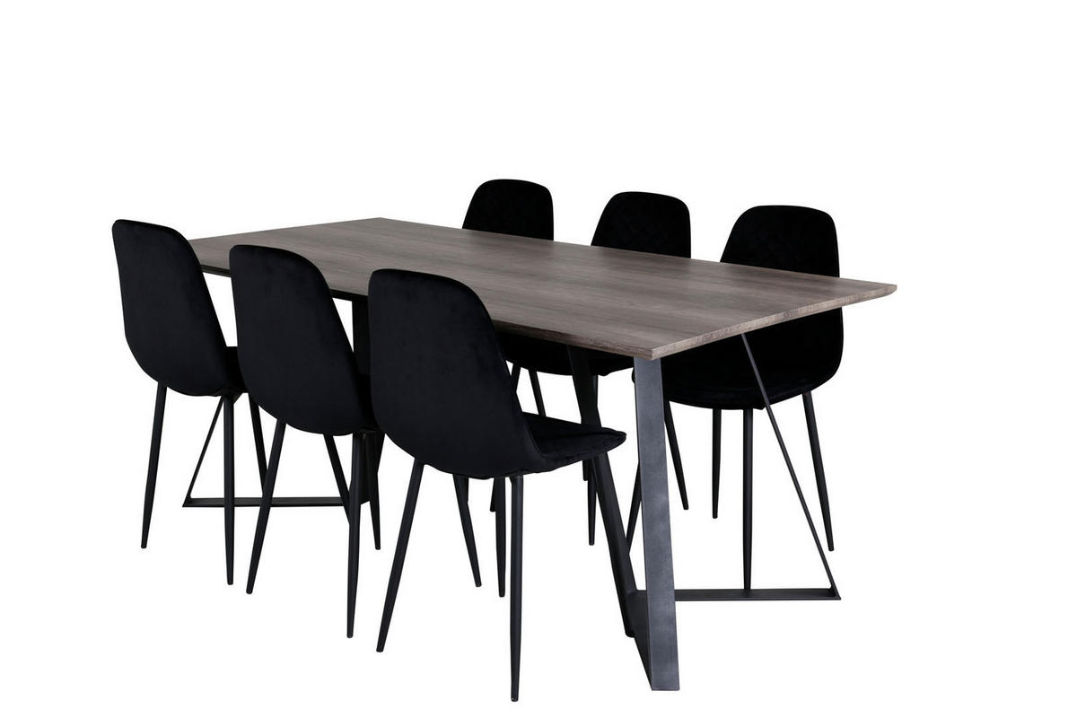 TISCHGRUPPE Schwarz - Schwarz, Holzwerkstoff (90/75/180cm) - ebuy24