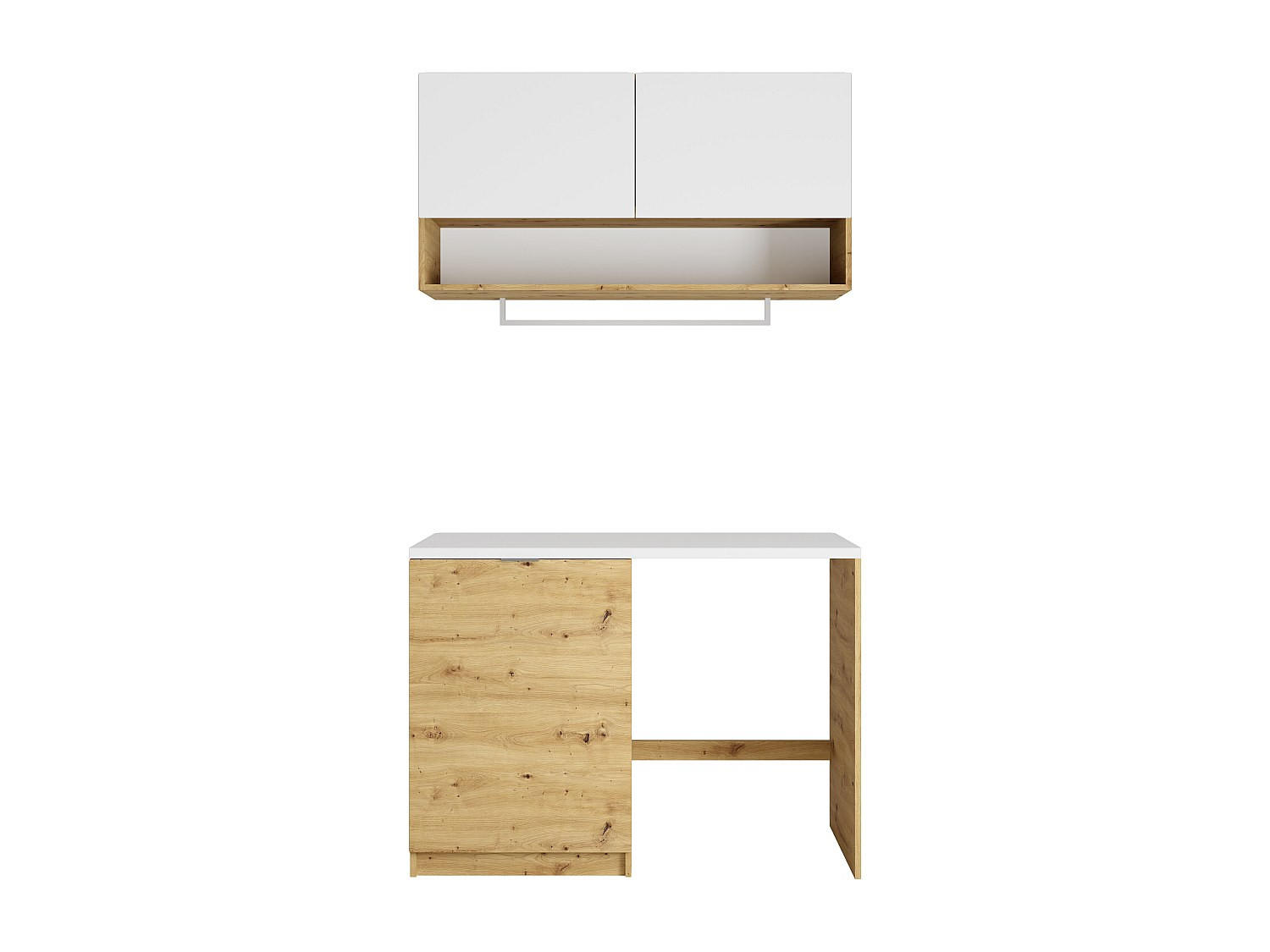 WASCHMASCHINENMÖBEL - 122 cmcm x 58 cmcm - Holz, Platte - Naturfarben Hell, Weiß - NATAJI - Naturfarben/Weiß, Holz (122/88/58cm) - Vente-Unique