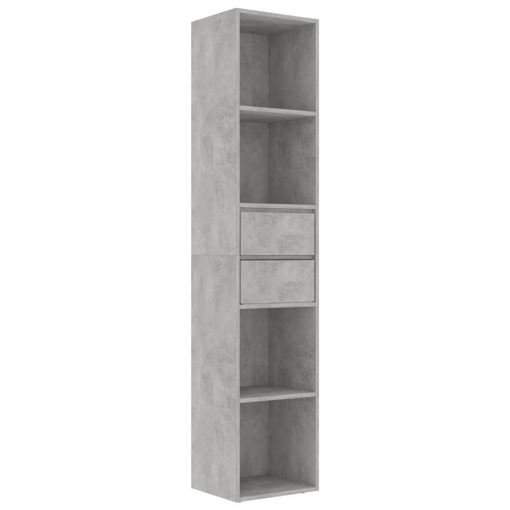BÜCHERREGAL mit 4 Fächern, 2 Schubladen 36/30/171 cm aus Holzwerkstoff Betongrau - Hellgrau, Holz (36/171/30cm) - vidaXL
