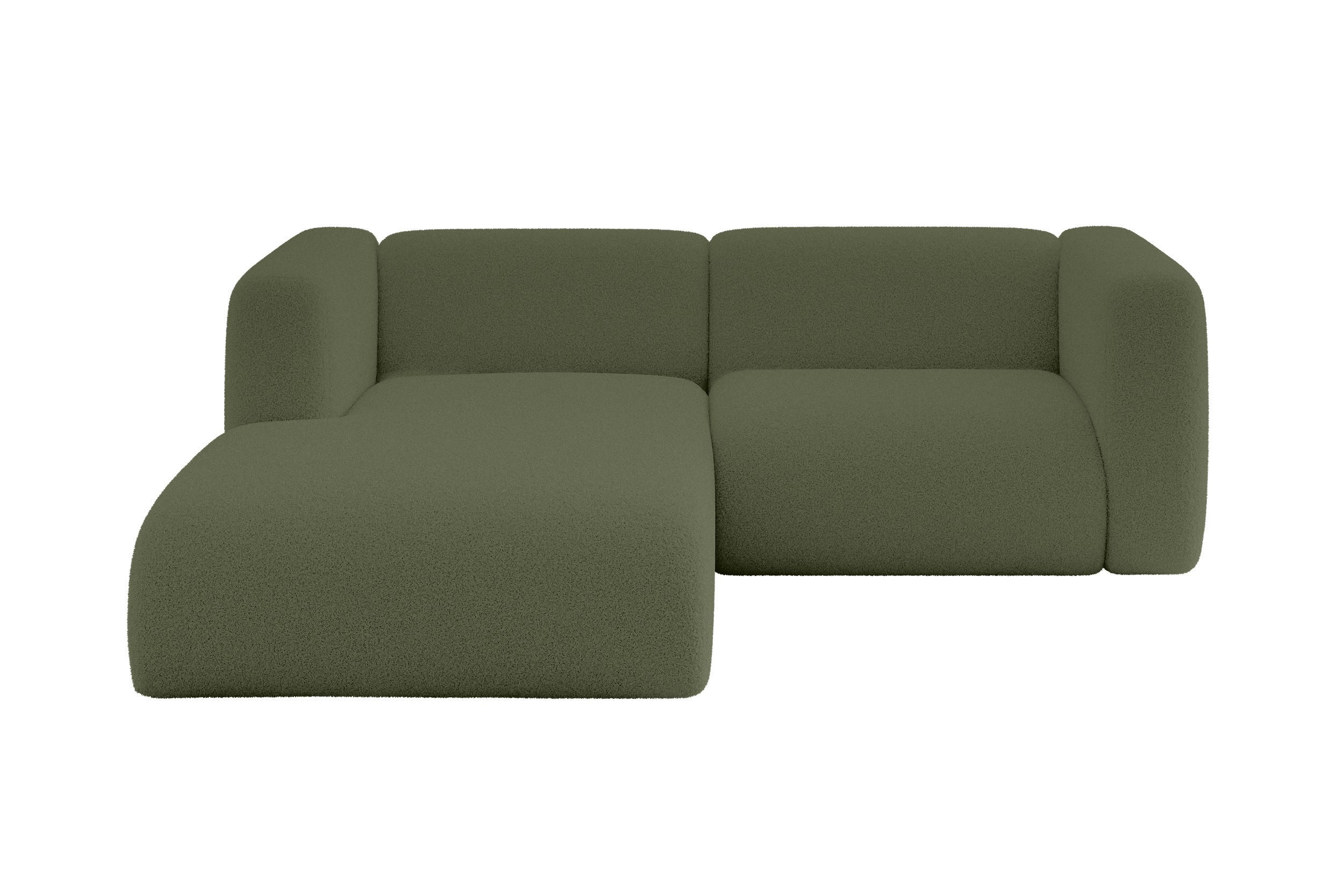 ALTDECOR ROHOVÁ SEDAČKA S LEVOU OTOMANOU MIRA-L1 227x179x89 Zelená Bouclé