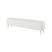 TV-LOWBOARD 200 cm Weiß / Gold - mit geriffelten Fronten und 2 Klappen - Gelb/Goldfarben, Holz/Holzwerkstoff (200/51/38cm) - Ravio