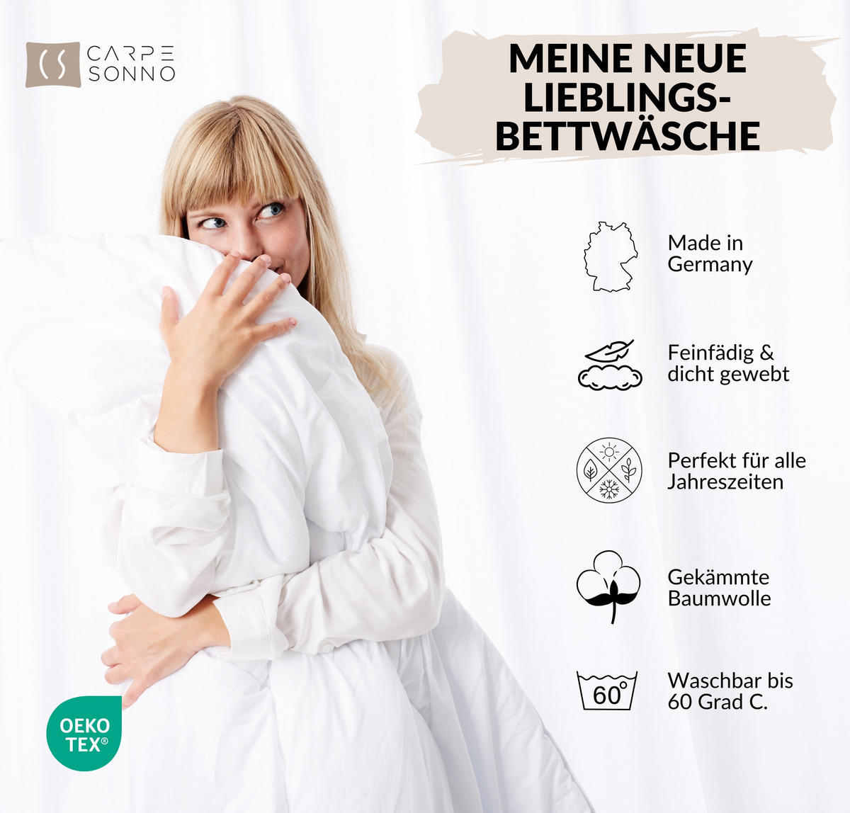 BETTWÄSCHE Damast 135x200 Creme gestreift - Bettbezug aus 100% Baumwolle - Creme, Textil (135/200cm) - Carpe Sonno