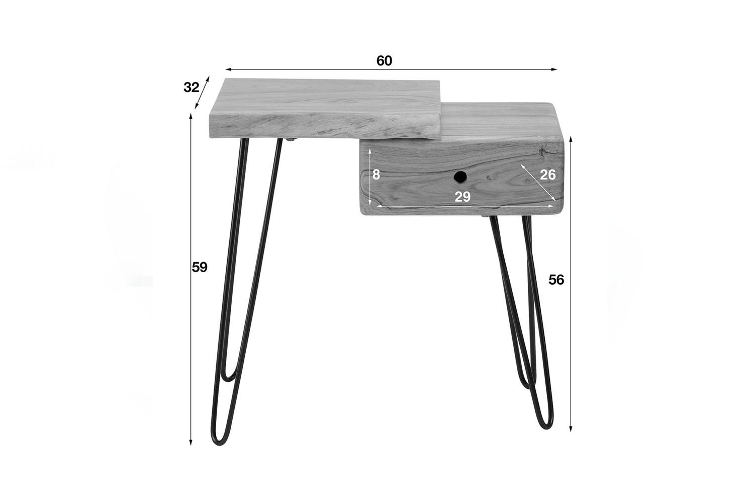 NACHTTISCH ERGEA Holz Akazie - Braun, Holz (60/59/32cm) - KAWOLA