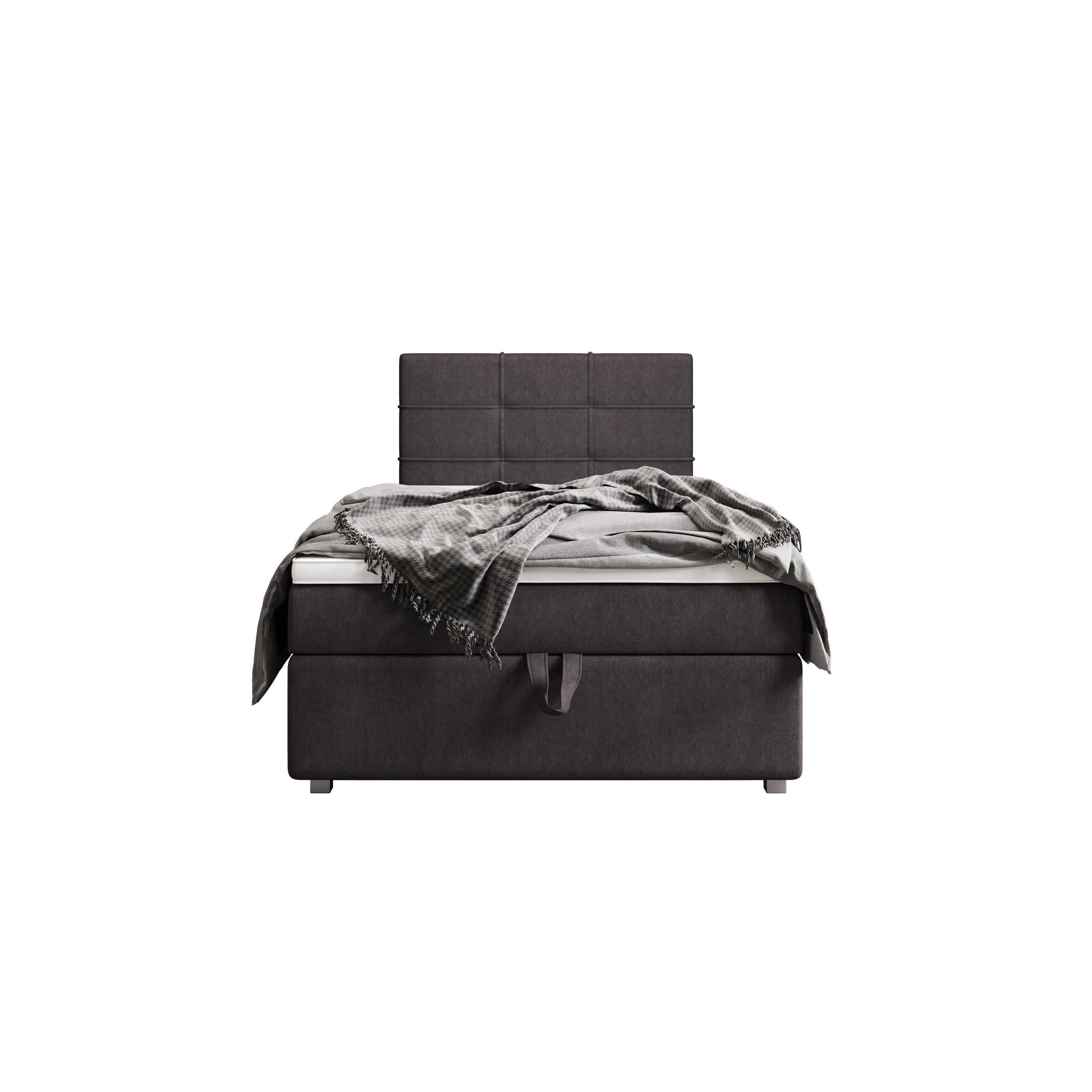 BOXBETT FADO 22 90x200, mit Matratze H3, Bonell und Topper, Cosmic 97 - Grau, Holz/Kunststoff (90/200cm) - Bedante
