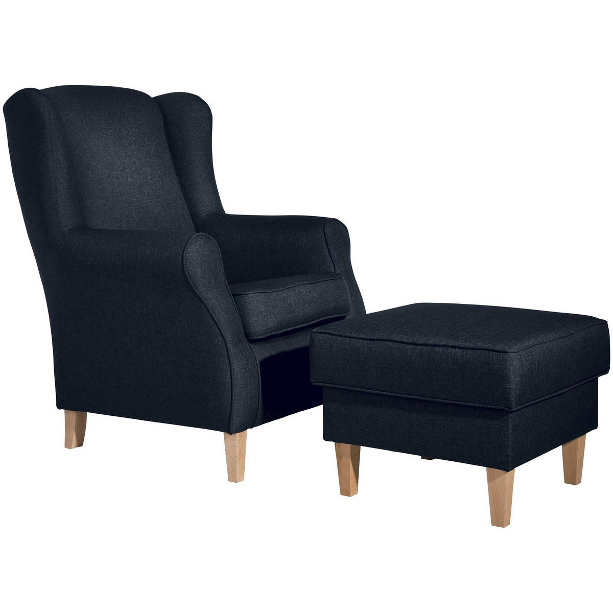 OHRENSESSEL Karlen Bezug Flachgewebe Buche natur / blau - Blau/Buchefarben, Kunststoff (86/103/77cm) - 58aufmkessel